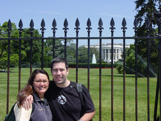 Tom and Timber in front of the White House.