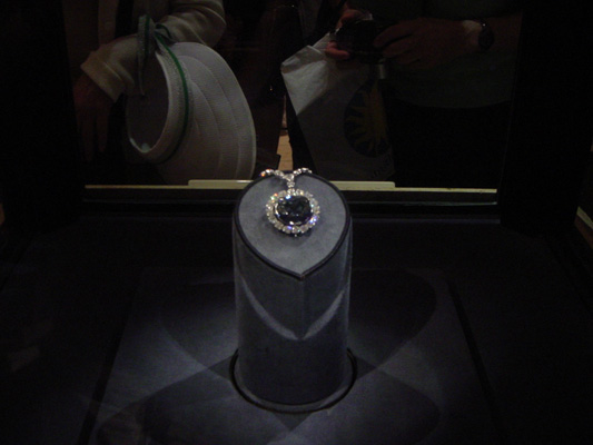 The Hope Diamond which is on display at the Smithsonian Museum of Natural History.