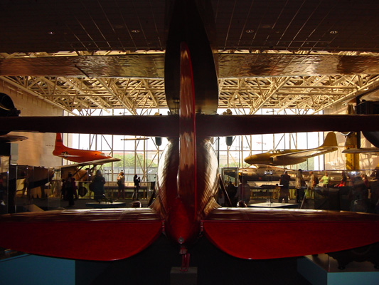 A view of the many planes on display at the Smithsonian Air and Space Museum.