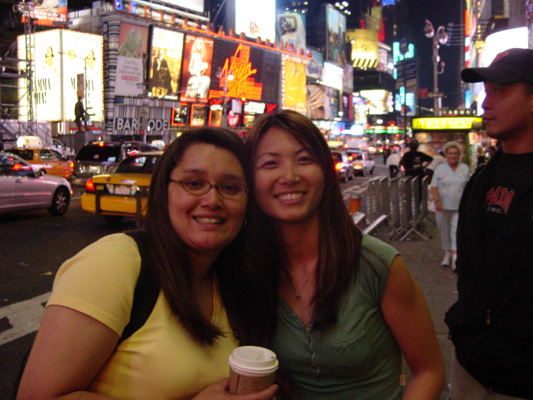 Timber and Jenny in Times Square.