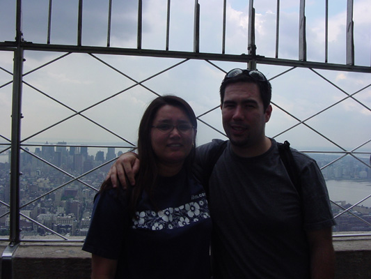 Tom and Timber at the top of the Empire State Building.