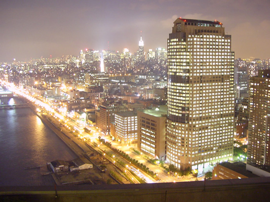 Manhatten Island at night.