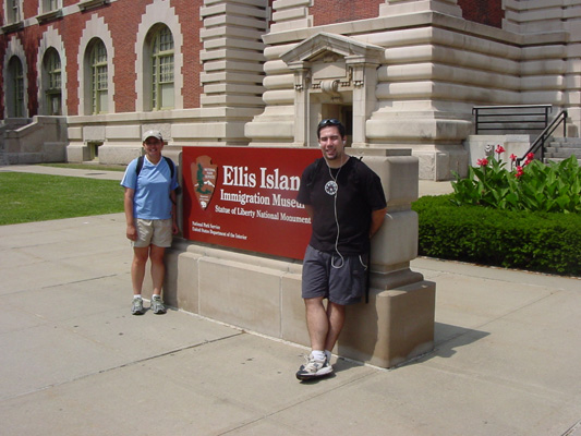 Tom and Timber at Ellis Island.