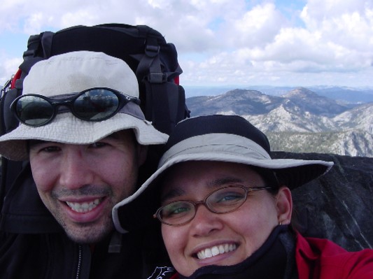 Timber and Tom at the top of Mount Tallac.