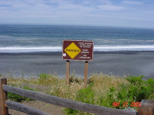 The sign at Black Sands Beach.  We didn't see anyone swimming.