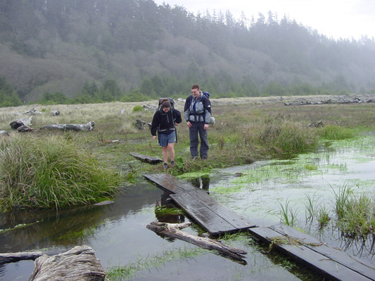 We had to get through a lot of water to get to the beach.